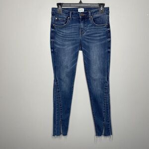 SPECIAL A Womens Distressed Denim Jeans EUC Raw Frayed Hem Front Slit Sz 3 27